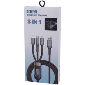 کابل سه سر فست شارژ 100 وات TDA-218 طول 1.2 متر (کد 261)