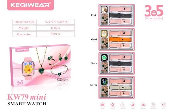 ساعت هوشمند KEQIWEAR مدل KW79 mini با سه بند (کد777)